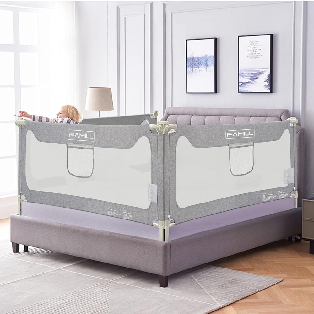 KING Size Bed Rails for Toddlers, 78.7", Grey, 1 Longer Side (selling all 3)